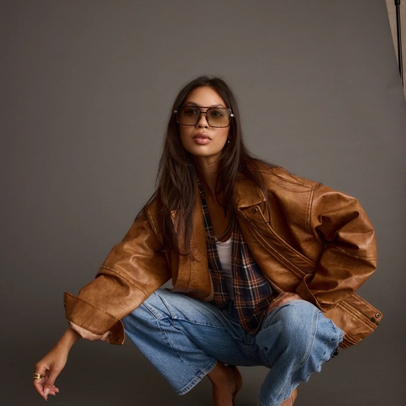 12th Tribe Brown Leather Jacket - Picture 6 of 10